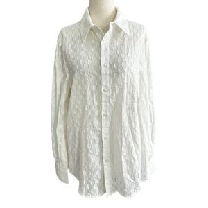 Lulus White Cotton Shirt Women's Size Medium | 9-22